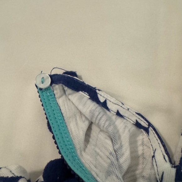 BODEN shirt top tank sleeveless Pom-Pom tassel geometric print blue 10 NWT - Picture 6 of 10